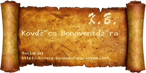 Kovács Bonaventúra névjegykártya